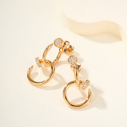 [Gaonasi Jewelry]JUSTE HALF DIAMOND DOUBLE EARRINGS