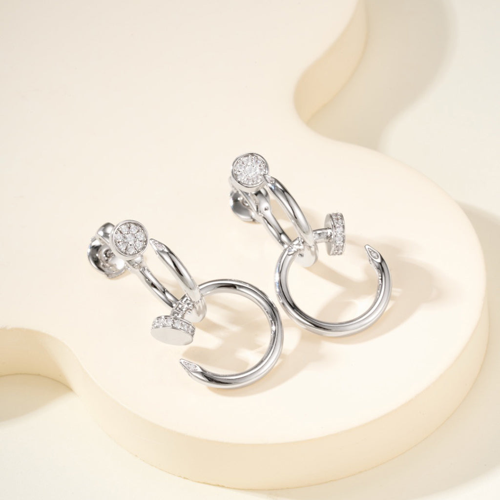 [Gaonasi Jewelry]JUSTE HALF DIAMOND DOUBLE EARRINGS