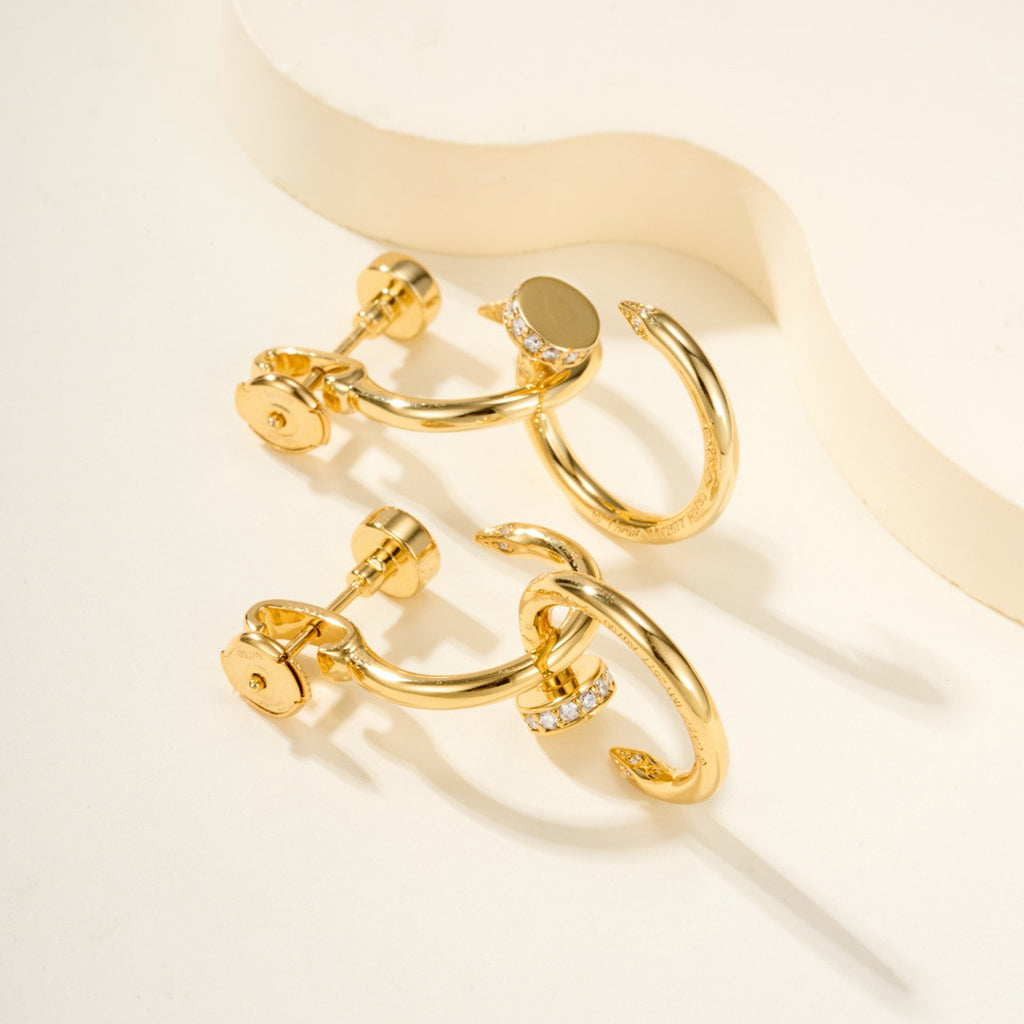 [Gaonasi Jewelry]JUSTE HALF DIAMOND DOUBLE EARRINGS