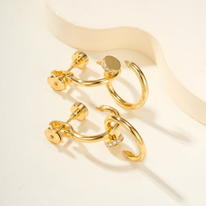 [Gaonasi Jewelry]JUSTE HALF DIAMOND DOUBLE EARRINGS