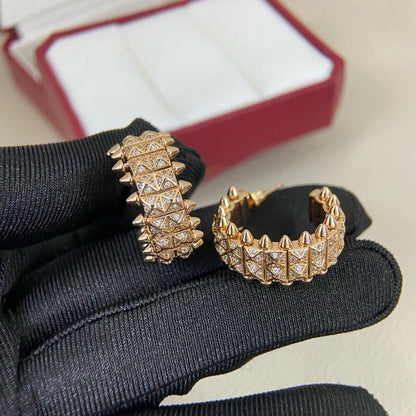 [Gaonasi Jewelry]CLASH 9.2MM FULL DIAMOND DOUBLE ROW EARRINGS