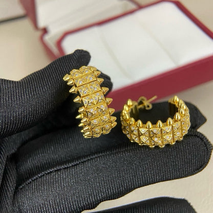 [Gaonasi Jewelry]CLASH 9.2MM FULL DIAMOND DOUBLE ROW EARRINGS
