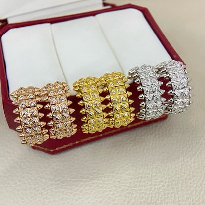 [Gaonasi Jewelry]CLASH 9.2MM FULL DIAMOND DOUBLE ROW EARRINGS