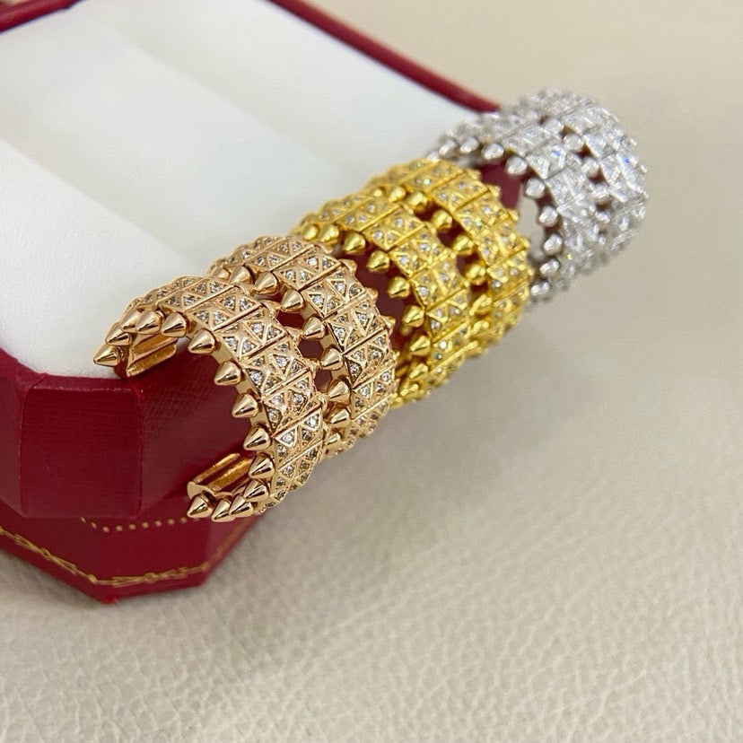 [Gaonasi Jewelry]CLASH 9.2MM FULL DIAMOND DOUBLE ROW EARRINGS