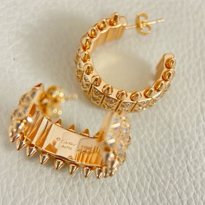 [Gaonasi Jewelry]CLASH 9.2MM FULL DIAMOND DOUBLE ROW EARRINGS