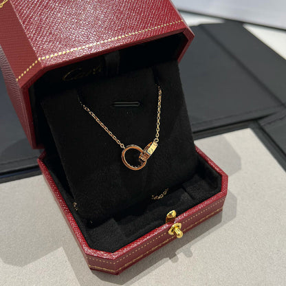[Gaonasi Jewelry]LOVE DOUBLE RING HALF DIAMOND NECKLACE