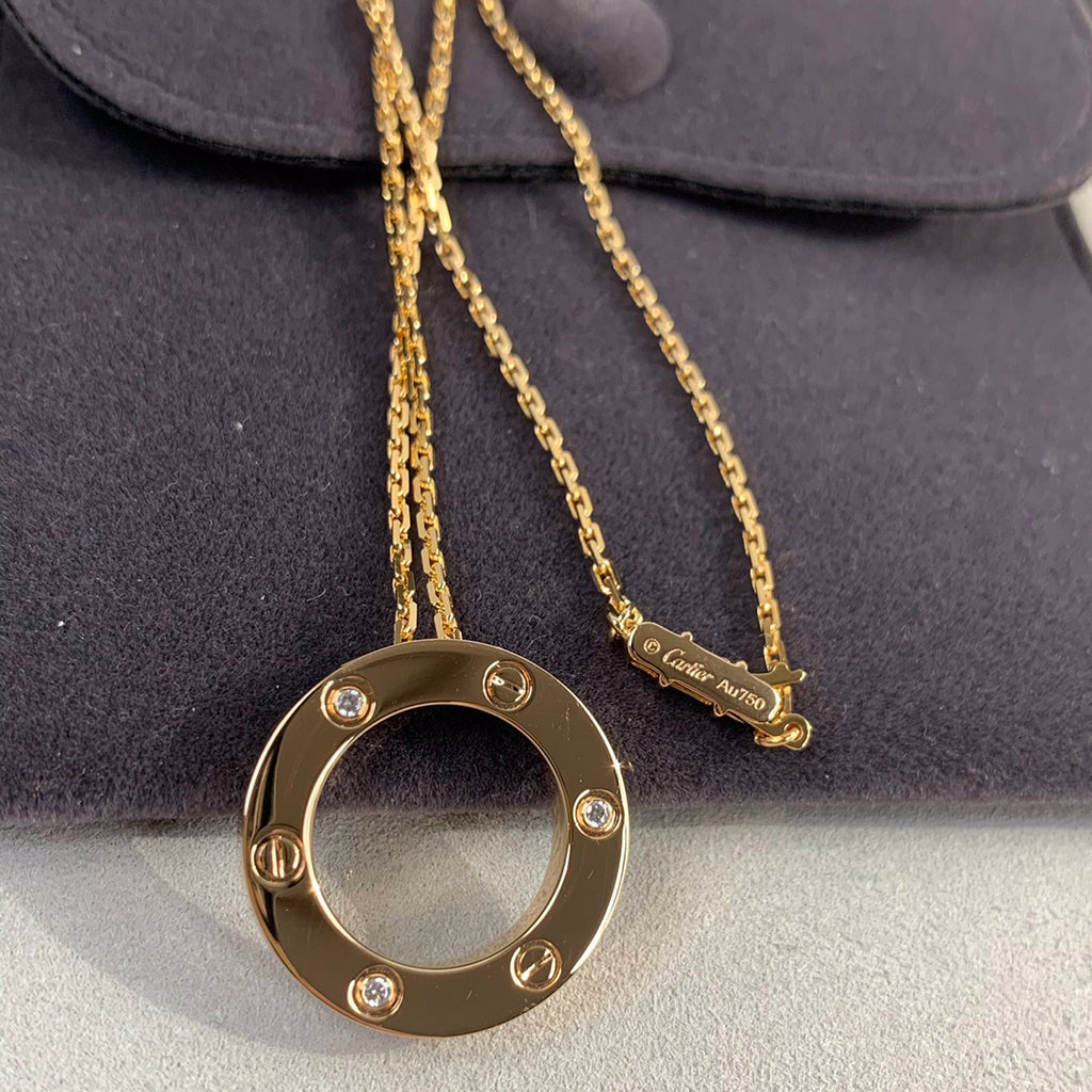 [Gaonasi Jewelry]LOVE NECKLACE 16MM 3 DIAMONDS