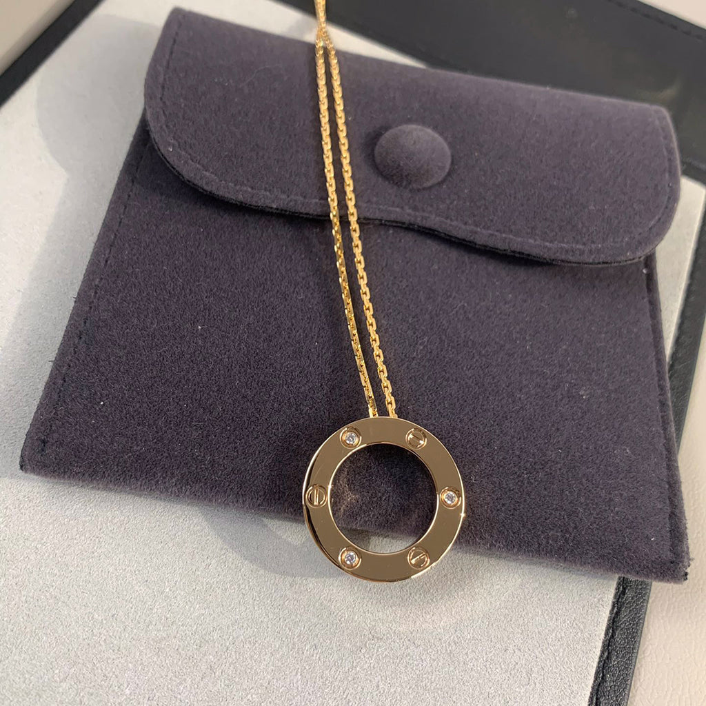 [Gaonasi Jewelry]LOVE NECKLACE 16MM 3 DIAMONDS