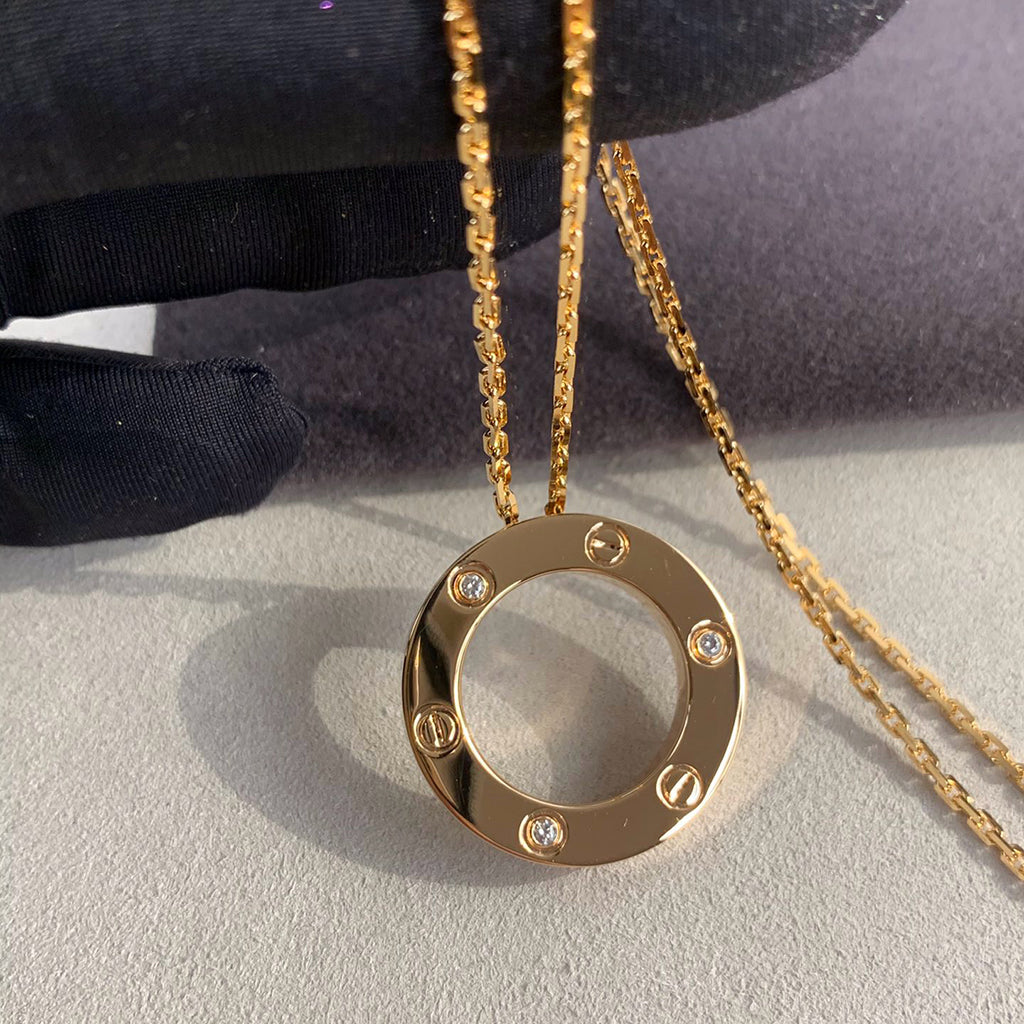 [Gaonasi Jewelry]LOVE NECKLACE 16MM 3 DIAMONDS