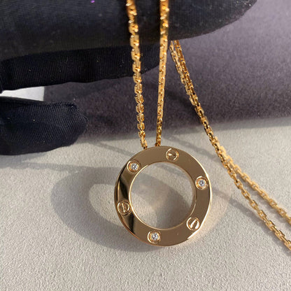 [Gaonasi Jewelry]LOVE NECKLACE 16MM 3 DIAMONDS