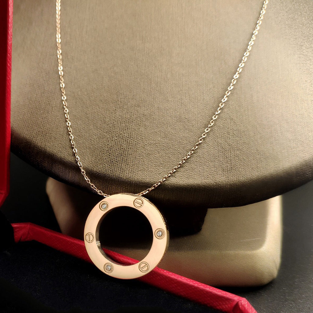 [Gaonasi Jewelry]LOVE NECKLACE 16MM 3 DIAMONDS
