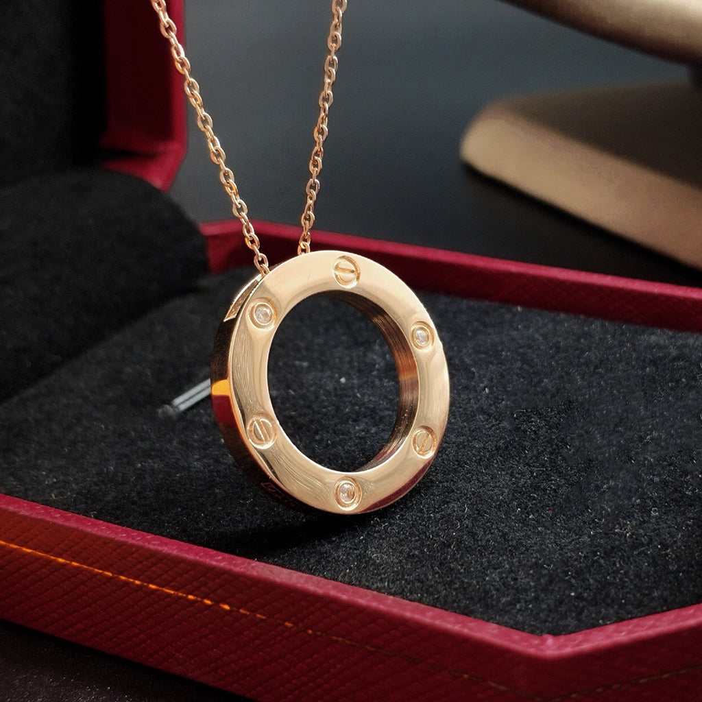 [Gaonasi Jewelry]LOVE NECKLACE 16MM 3 DIAMONDS