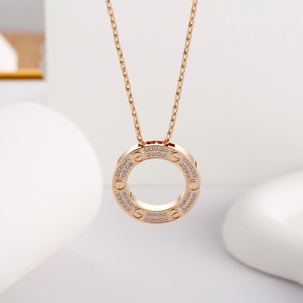 [Gaonasi Jewelry]LOVE NECKLACE 16MM  FULL DIAMOND