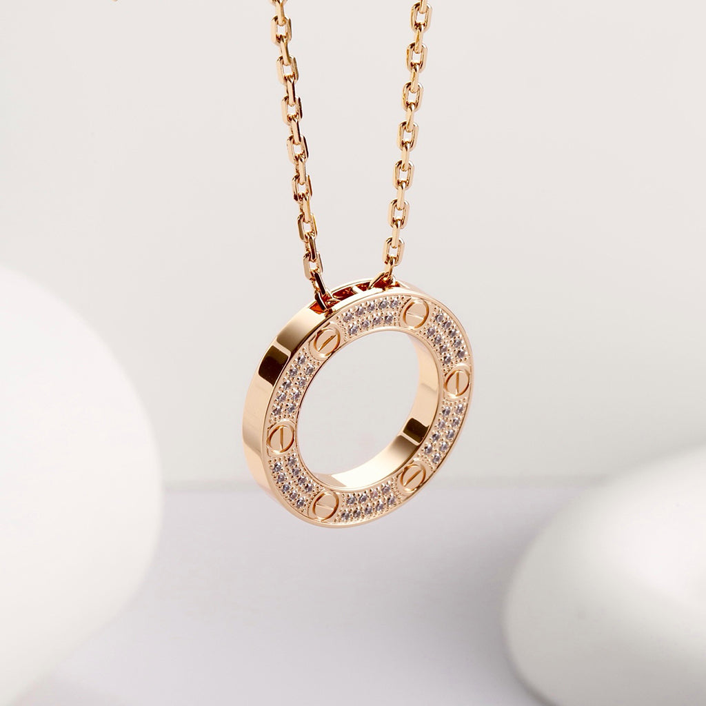 [Gaonasi Jewelry]LOVE NECKLACE 16MM  FULL DIAMOND