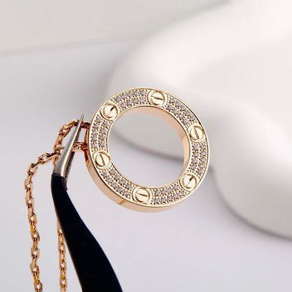 [Gaonasi Jewelry]LOVE NECKLACE 16MM  FULL DIAMOND