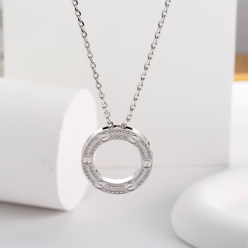 [Gaonasi Jewelry]LOVE NECKLACE 16MM  FULL DIAMOND