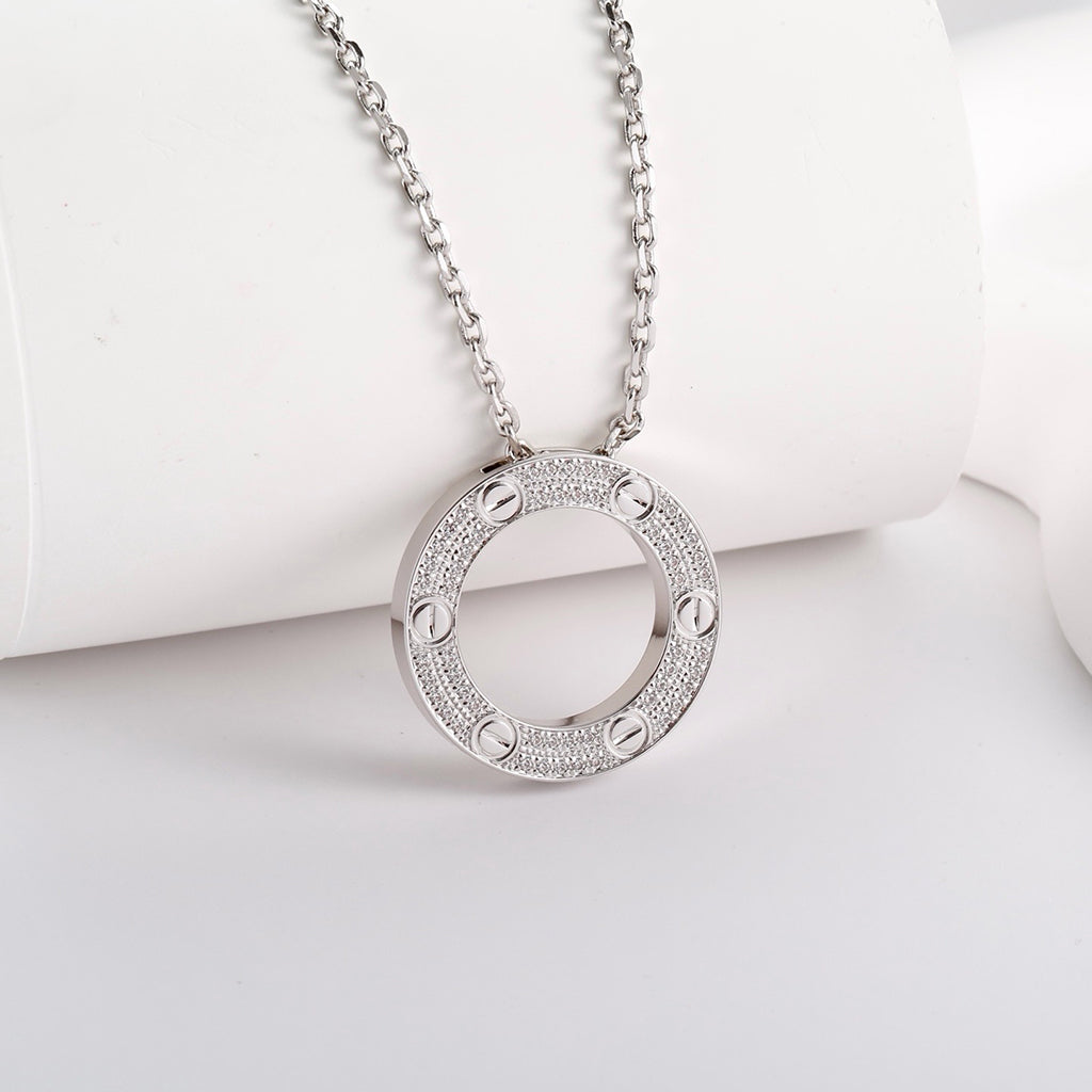 [Gaonasi Jewelry]LOVE NECKLACE 16MM  FULL DIAMOND