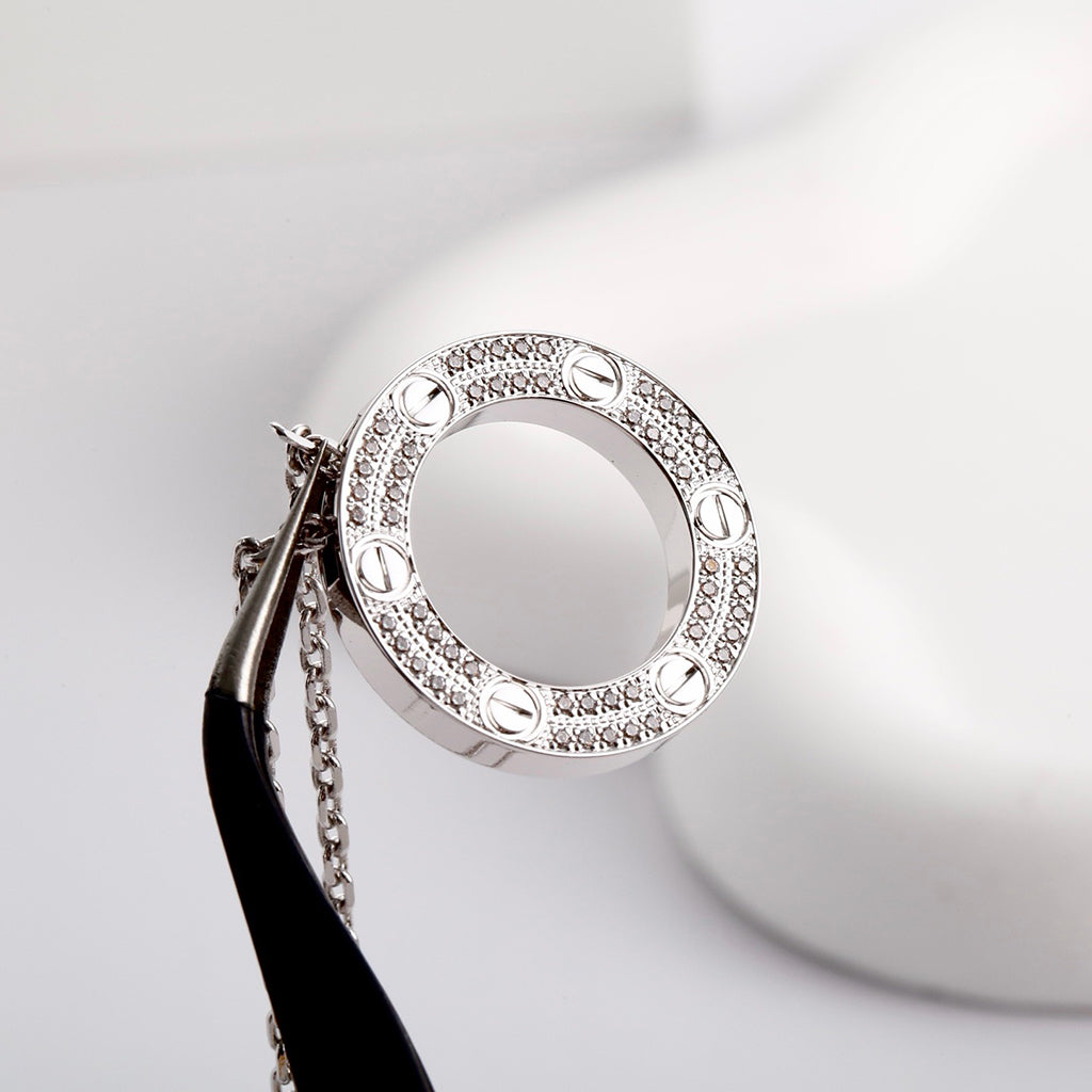 [Gaonasi Jewelry]LOVE NECKLACE 16MM  FULL DIAMOND