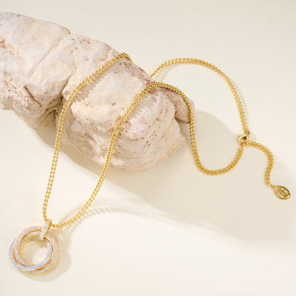 [Gaonasi Jewelry]TRINITY LARGE FULL DIAMOND  NECKLACE
