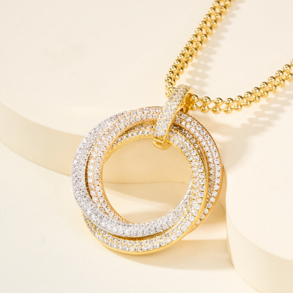 [Gaonasi Jewelry]TRINITY LARGE FULL DIAMOND  NECKLACE