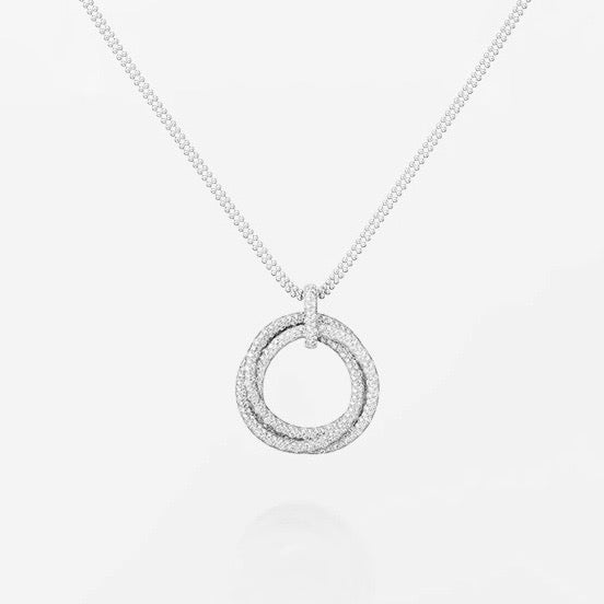 [Gaonasi Jewelry]TRINITY LARGE FULL DIAMOND  NECKLACE