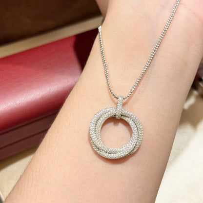 [Gaonasi Jewelry]TRINITY LARGE FULL DIAMOND  NECKLACE