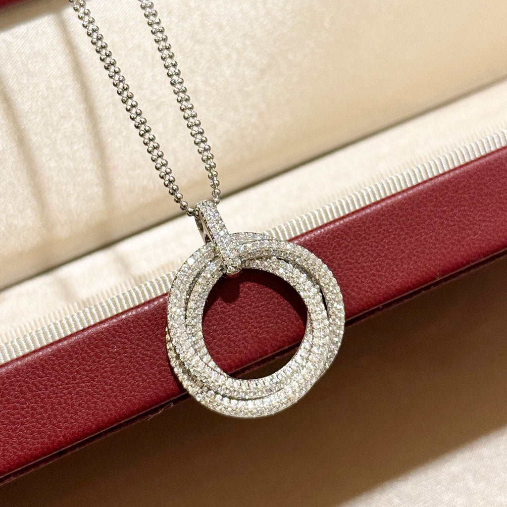 [Gaonasi Jewelry]TRINITY LARGE FULL DIAMOND  NECKLACE