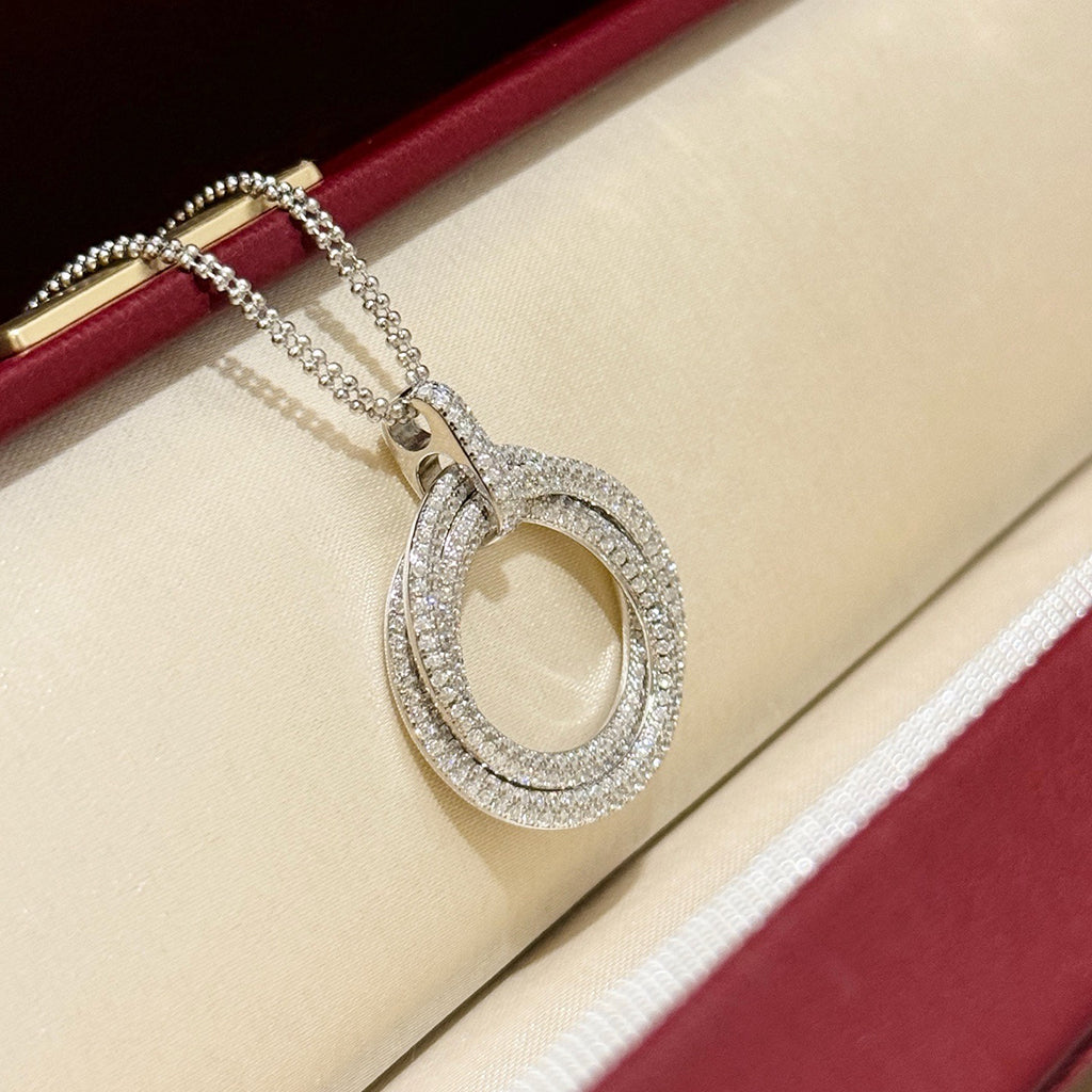 [Gaonasi Jewelry]TRINITY LARGE FULL DIAMOND  NECKLACE