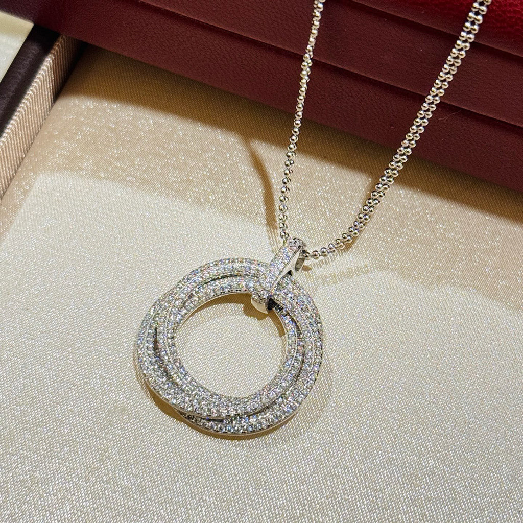 [Gaonasi Jewelry]TRINITY LARGE FULL DIAMOND  NECKLACE