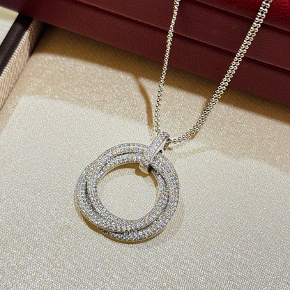 [Gaonasi Jewelry]TRINITY LARGE FULL DIAMOND  NECKLACE