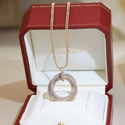 [Gaonasi Jewelry]TRINITY LARGE FULL DIAMOND  NECKLACE