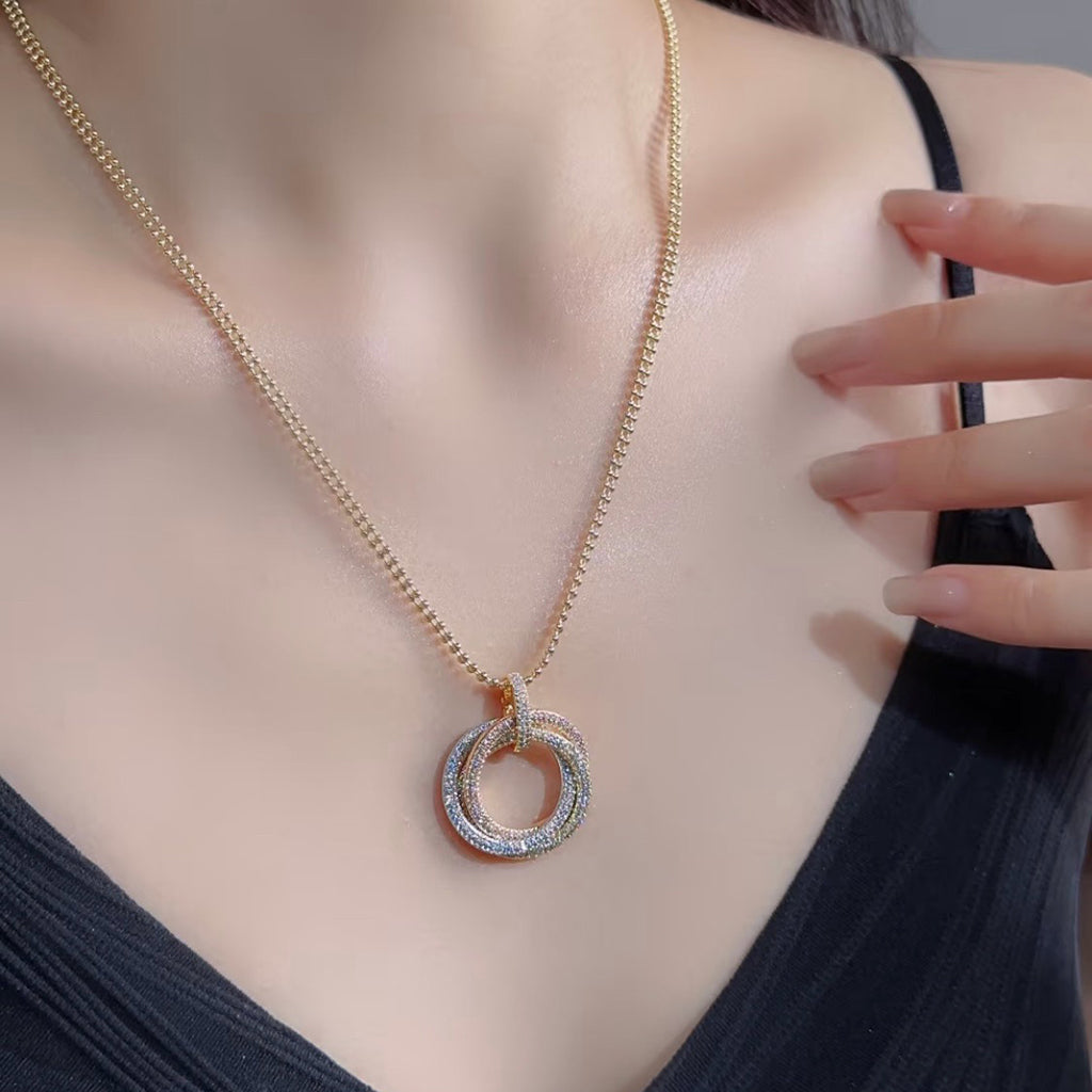 [Gaonasi Jewelry]TRINITY LARGE FULL DIAMOND  NECKLACE