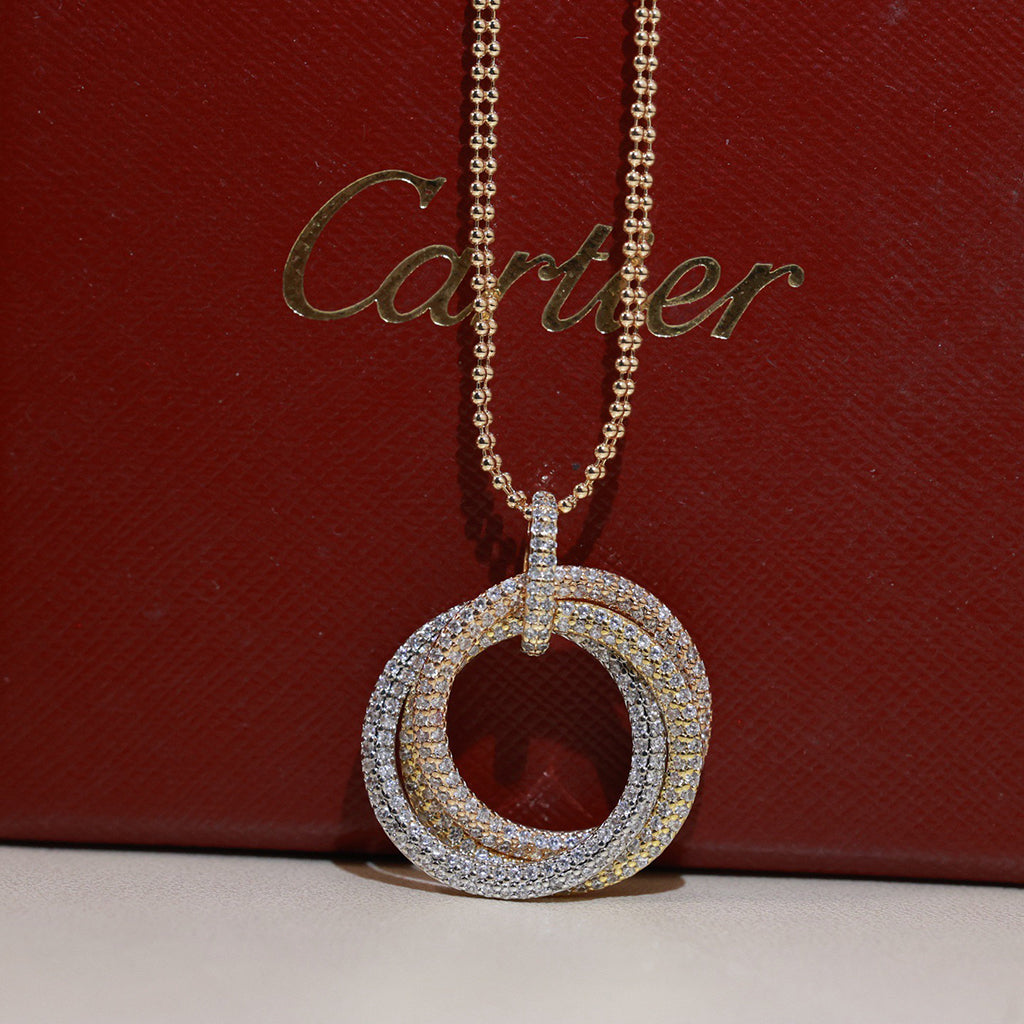 [Gaonasi Jewelry]TRINITY LARGE FULL DIAMOND  NECKLACE