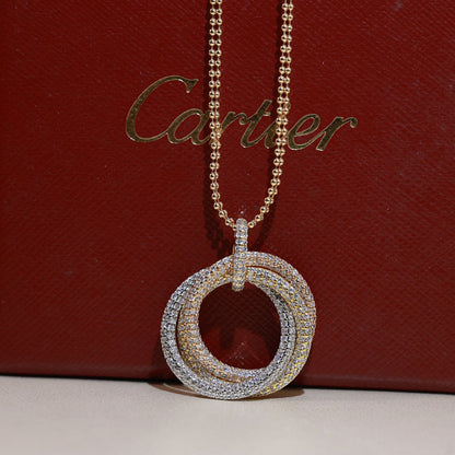 [Gaonasi Jewelry]TRINITY LARGE FULL DIAMOND  NECKLACE