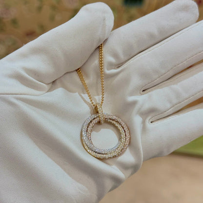 [Gaonasi Jewelry]TRINITY LARGE FULL DIAMOND  NECKLACE