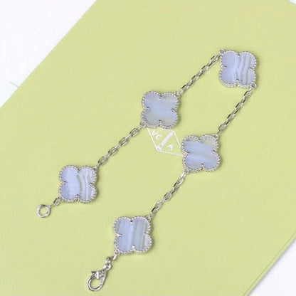 [Gaonasi] CLOVER 5 MOTIF PURPLE CHALCEDONY BRACELET COLLECTION