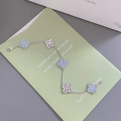 [Gaonasi] CLOVER 5 MOTIF PURPLE CHALCEDONY BRACELET COLLECTION