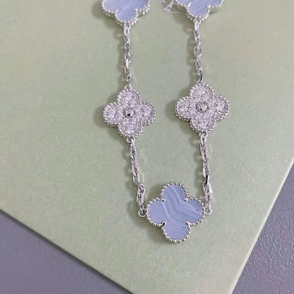 [Gaonasi] CLOVER 5 MOTIF PURPLE CHALCEDONY BRACELET COLLECTION