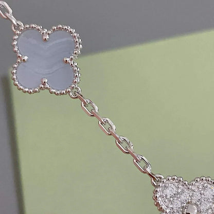 [Gaonasi] CLOVER 5 MOTIF PURPLE CHALCEDONY BRACELET COLLECTION
