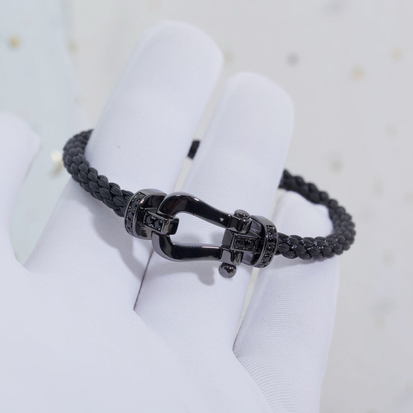 [Gaonasi]FORCE LARGE SERIES HORSESHOE BLACK SAMURAI BRACELET