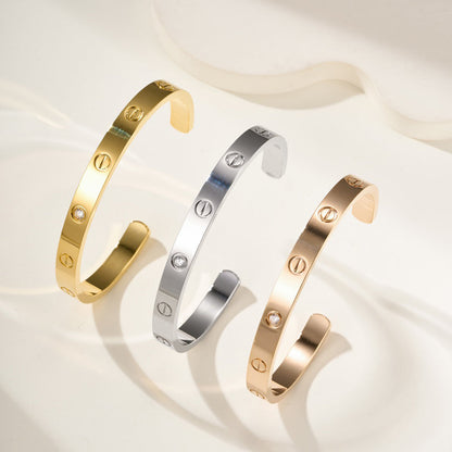 [Gaonasi Jewelry]LOVE BRACELET 6.1MM 1 DIAMOND OPEN CUFF