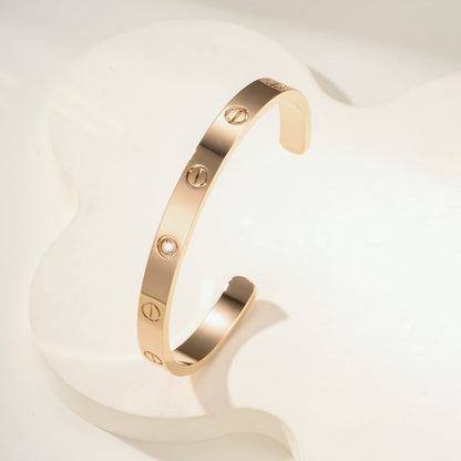 [Gaonasi Jewelry]LOVE BRACELET 6.1MM 1 DIAMOND OPEN CUFF