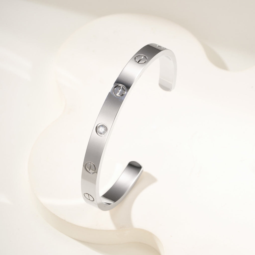 [Gaonasi Jewelry]LOVE BRACELET 6.1MM 1 DIAMOND OPEN CUFF