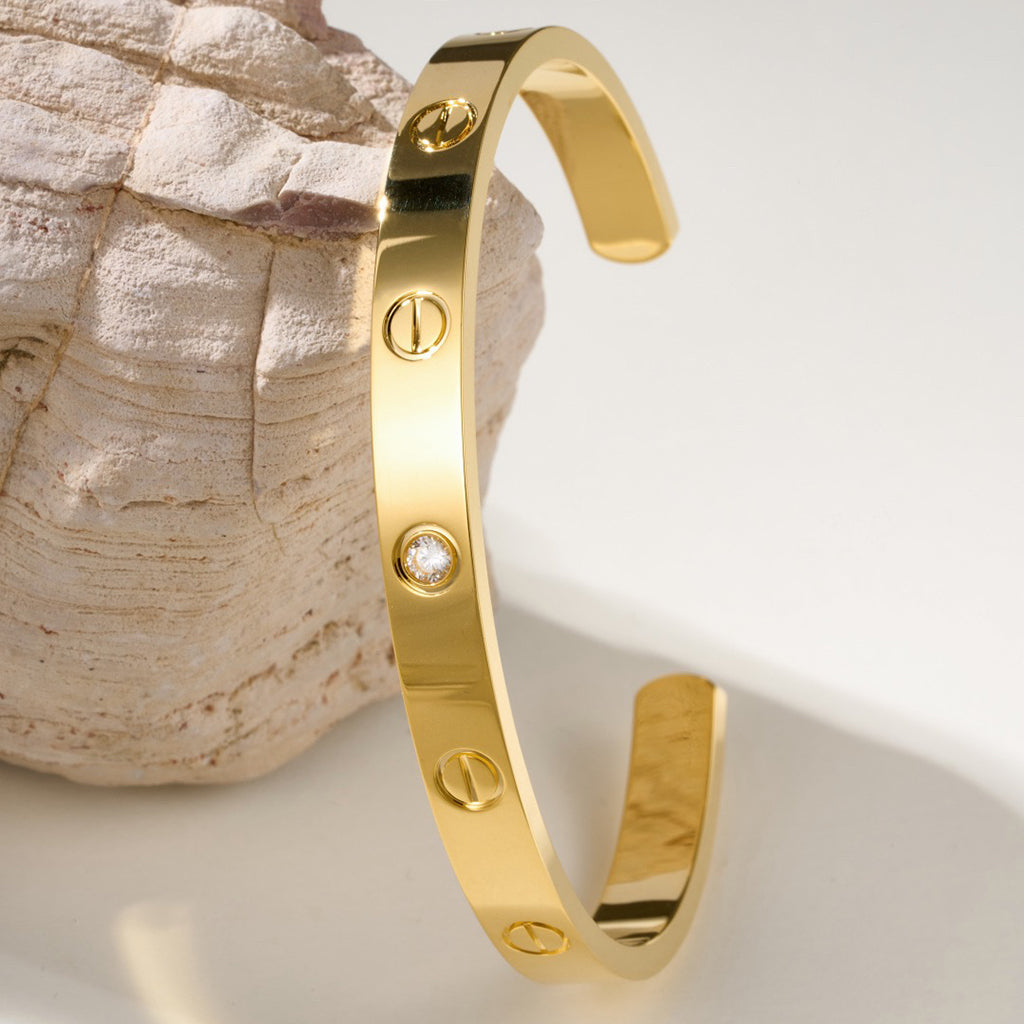 [Gaonasi Jewelry]LOVE BRACELET 6.1MM 1 DIAMOND OPEN CUFF