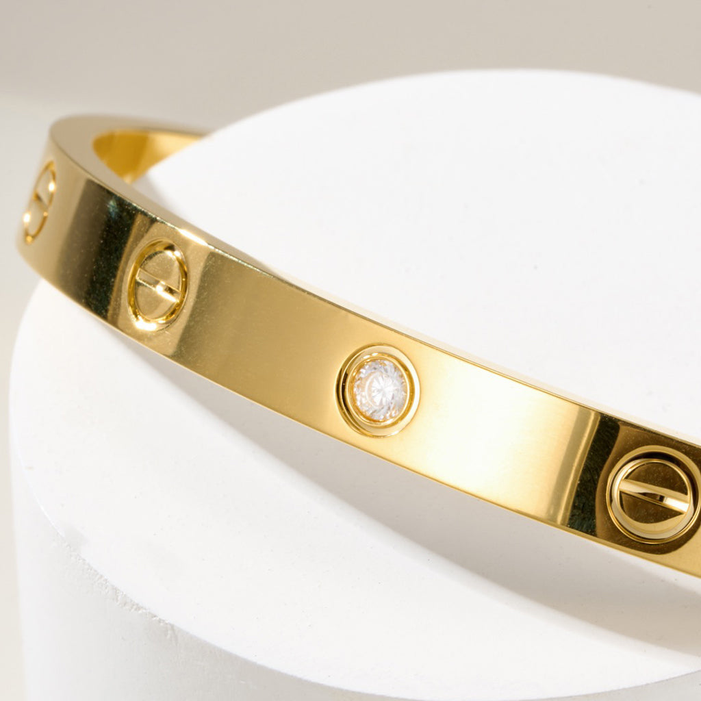 [Gaonasi Jewelry]LOVE BRACELET 6.1MM 1 DIAMOND OPEN CUFF