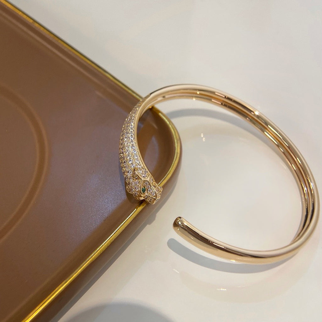[Gaonasi Jewelry]PANTHERE HALF DIAMOND OPEN BRACELET