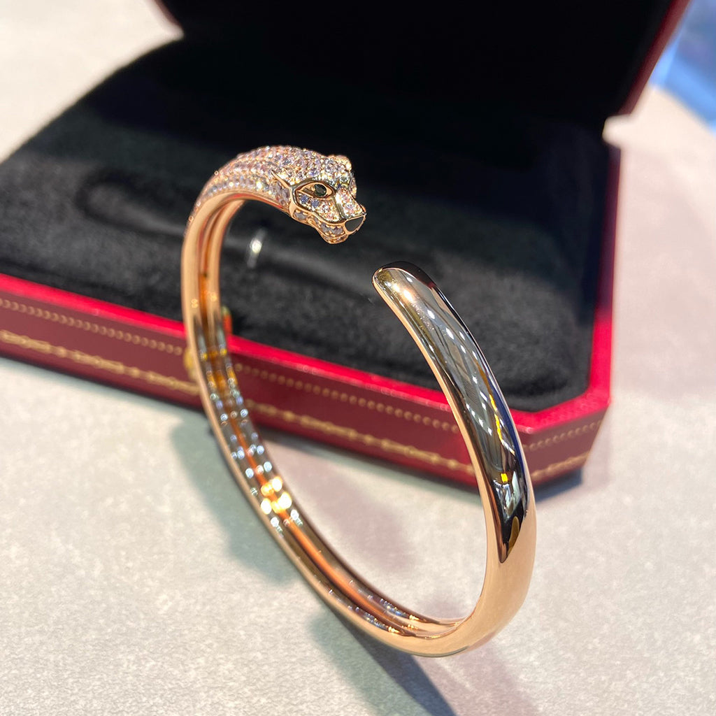 [Gaonasi Jewelry]PANTHERE HALF DIAMOND OPEN BRACELET