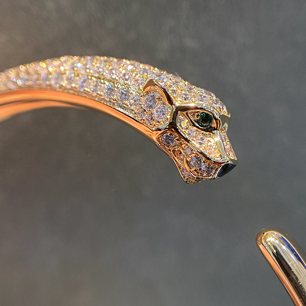 [Gaonasi Jewelry]PANTHERE HALF DIAMOND OPEN BRACELET