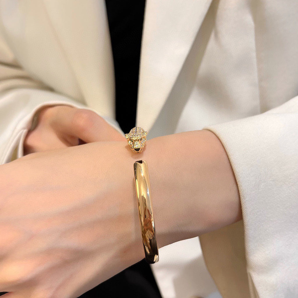 [Gaonasi Jewelry]PANTHERE HALF DIAMOND OPEN BRACELET