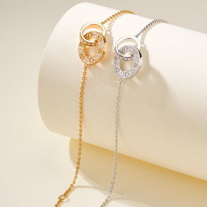 [Gaonasi Jewelry]LOVE DOUBLE RING FULL DIAMOND BRACELET